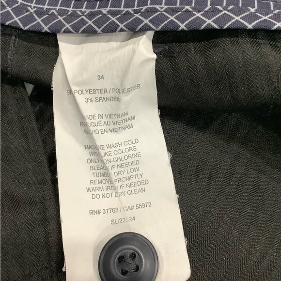 Men's PGA Tour 34 Medium Chino Khakis Shorts Golf Blue Grid Lightweight 5 Pocket - Picture 7 of 7